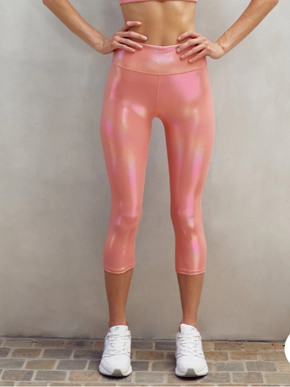 Wear it To Heart Camila Cropped Legging Pink Shimmer Women Sz M NWT Mermaidcore